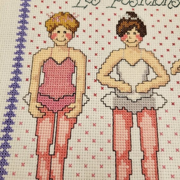 Ballet Positions Cross Stitch Project Complete Little Ballerinas Girl's Bedroom - Picture 4 of 7